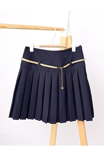 MiniKids Navy blue pleated skirt + Belt 146 (10-11 years)