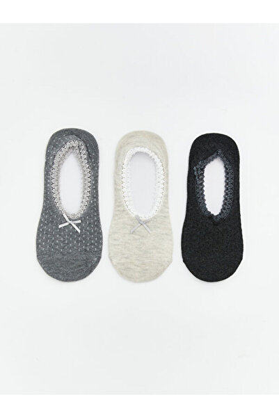 LC Waikiki Seçimler I Lace Detailed Bowknot Women's Ballerina Socks 3-Piece f...