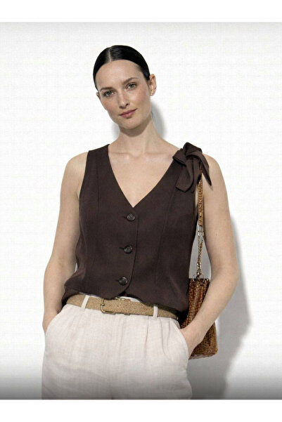 jöns since 1997 Women's One-Shoulder V-Neck Linen Vest