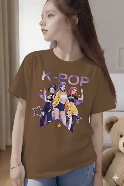 New Shine K-Pop Printed Brown Kids T-Shirt