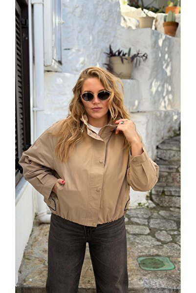 JANNA BUDAK BOUTİQUE Bej Renk Mevsimlik Rüzgarlık Ceket
