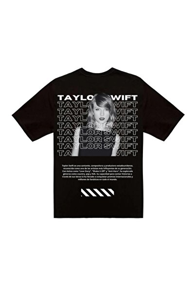 Vordevia Tricou unisex negru supradimensionat cu imprimeu Taylor Swift, trico...