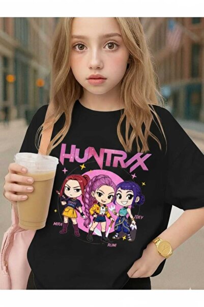 New Shine Huntrax Printed Black Kids T-Shirt