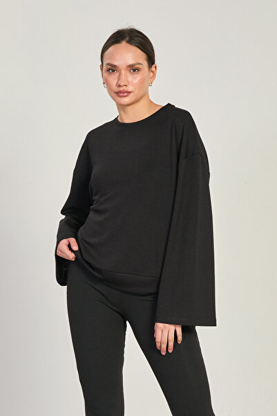 BARRELS AND OIL Women's wide sleeve modal sweatshirt - black