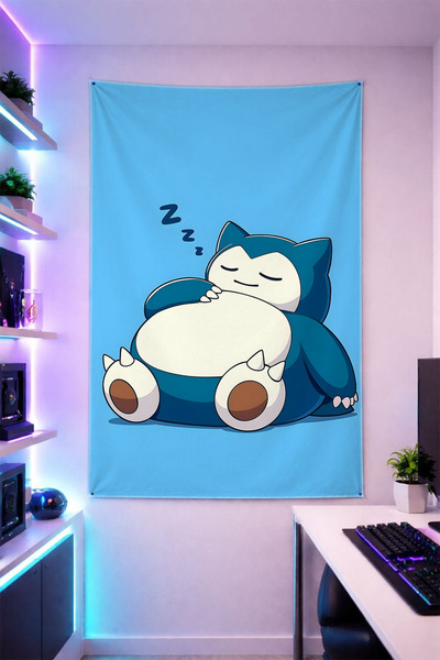Reyhani Snorlax Patterned Wall Cloth Bright Quality Fabric Room Decor Tapestr...
