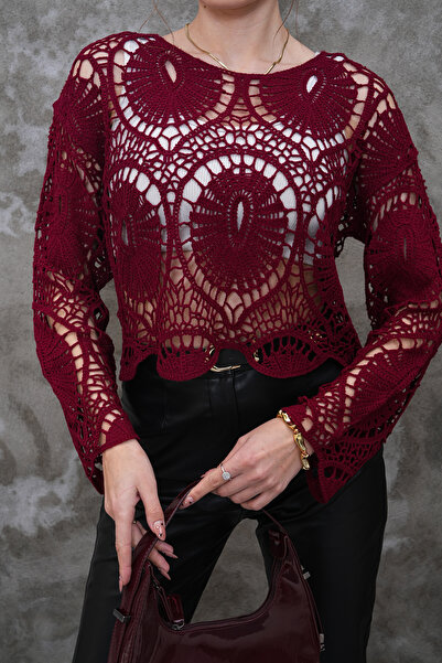 FancyWorld Bluză cu detalii din dantelă croșetată mărime standard (4 culori)