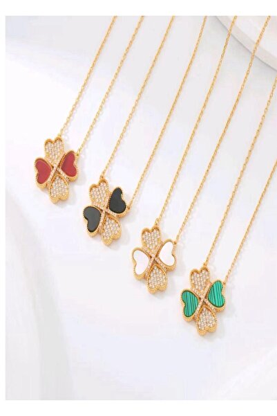 FUFOLUS Sparkling four-petaled rose necklace