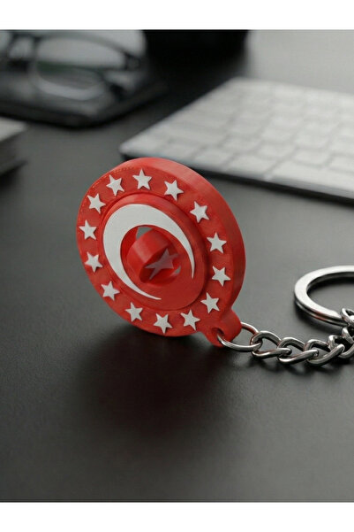 ASİL3DDESİGN سلسلة مفاتيح متحركة ثلاثية الأبعاد على شكل علم تركي 1 قطعة