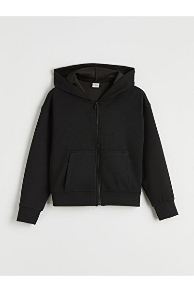 LC Waikiki Rmz Gi̇yi̇m Farkiyla Hooded Girls' Soft Touch Zippered Sweatshirt