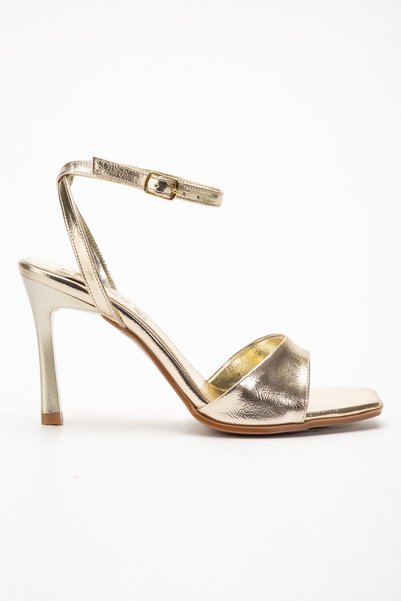 LEMUES SHOES Women's Cross-Strapped Gold Single-Strap Shoes