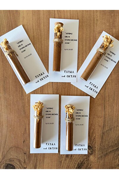 Kina Mantar Tıpalı Cam Tüp Kahve Kartlı Özel Gün Hediyelik (25 ADET)