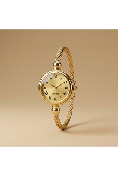 KLISHE Butik Roma Women's Steel Watch Gold Color Roman Numerals, Vintage Styl...