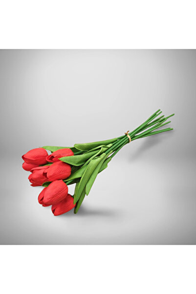 NET MARKET 10'lu Lüks Islak Lale Buketi - Gerçekçi Dokulu Yapay Çiçek