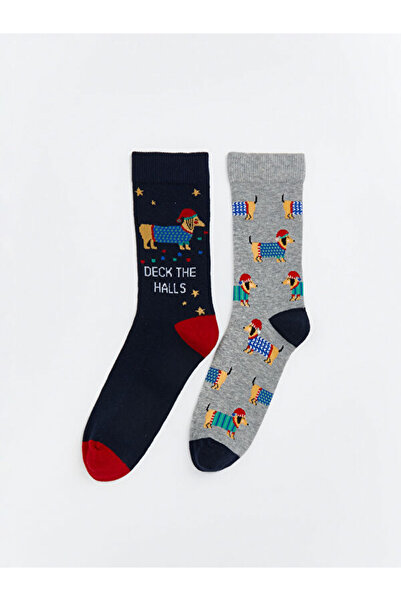 LC Waikiki Rmz Gi̇yi̇m Farkiyla New Year's Themed Women's Socks 2-Piece Set