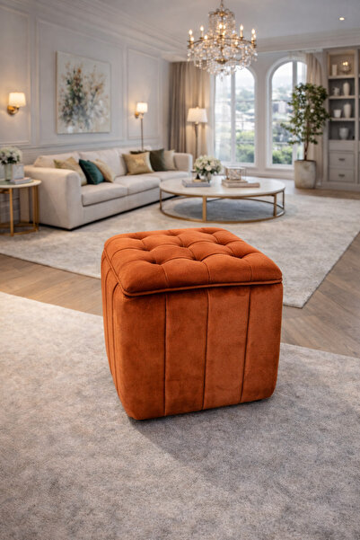 Tasarım Kapitoneli dilimli “Modern Kare Puf | Ayak Dinlendirme Taburesi | Dek...