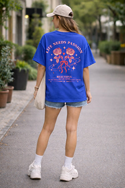 ArtYus Life Needs Passion Back Printed Cotton Relaxed Fit Round Neck Unisex T...