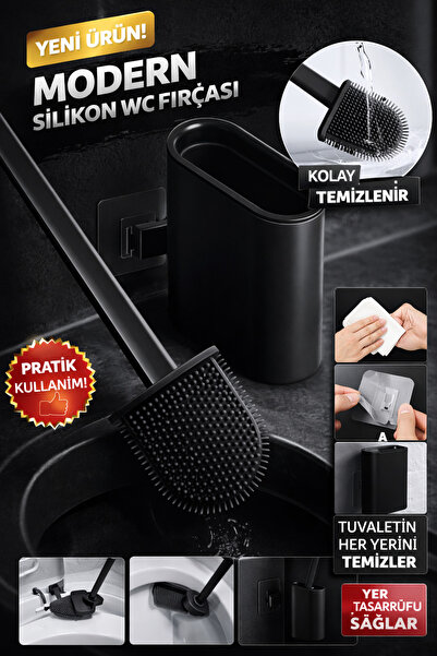 Alvin Modern Silikon WC Fırçası Duvara Monte Hazneli Kolay Temizlenir Tuvalet...