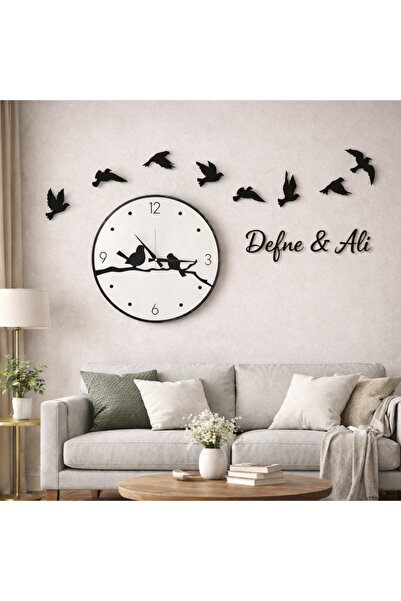 mrchediyesepeti Duvar saati 40 cm kuş 8 adettir şık ve modern kişiye özel no ...