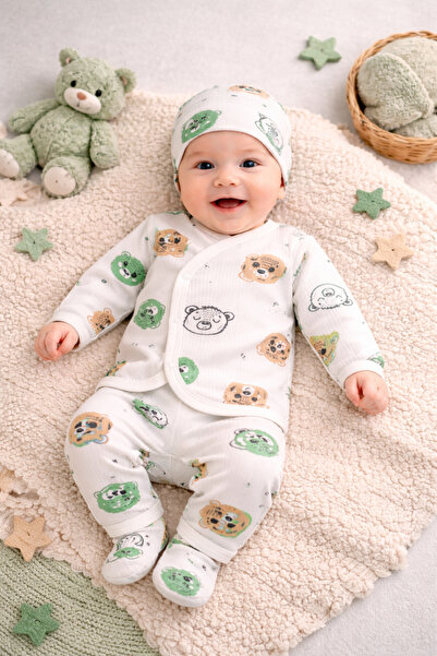 Ozz Baby طقم قبعة للأطفال حديثي الولادة من الجنسين 0/3 أشهر، قبعة خارجية علوي...