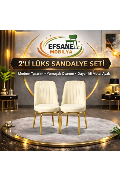Efsane i.E.G GOLD SANDALYE 2 Lİ SALON MUTFAK YEMEK ODASI BAHÇE BALKON OTEL CA...