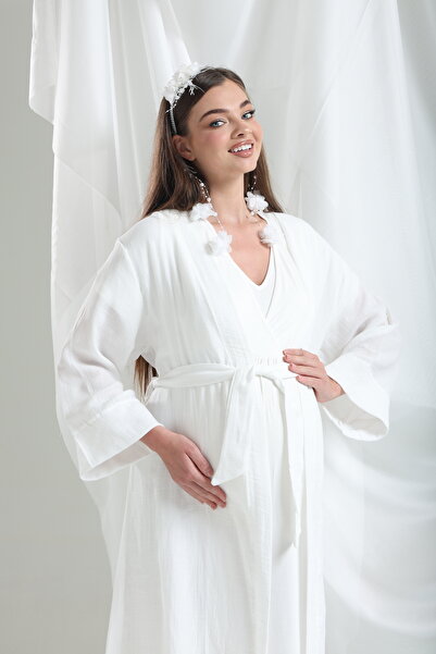 Lohusa Homewear New Season Ecru Linen Short Sleeve Design 100% Cotton Summer ...