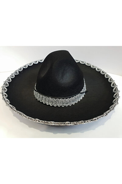 Lisinya Сребристо-раирана мексиканска латино шапка Мариачи 55 см за деца -