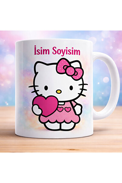 D&Y GAUDERY Kişiye Özel Hello Kitty Tasarım Kupa Bardak - 300 ml Porselen - B...