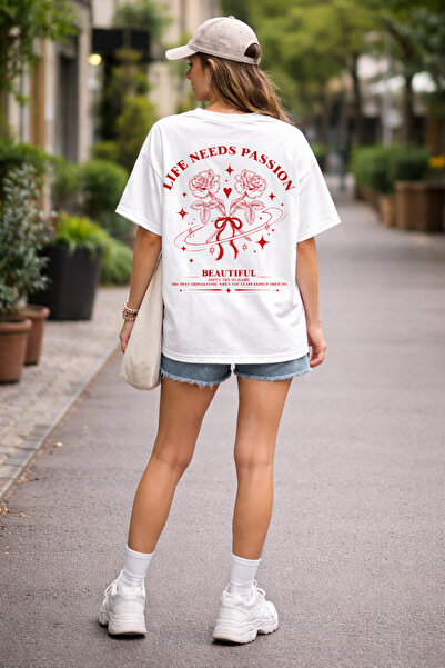 ArtYus Life Needs Passion Back Printed Cotton Relaxed Fit Round Neck Unisex T...