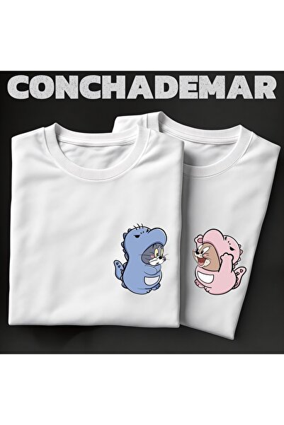 Vordevia Tom and Jerry Printed 2-Piece Oversize T-Shirt Lover's Combination