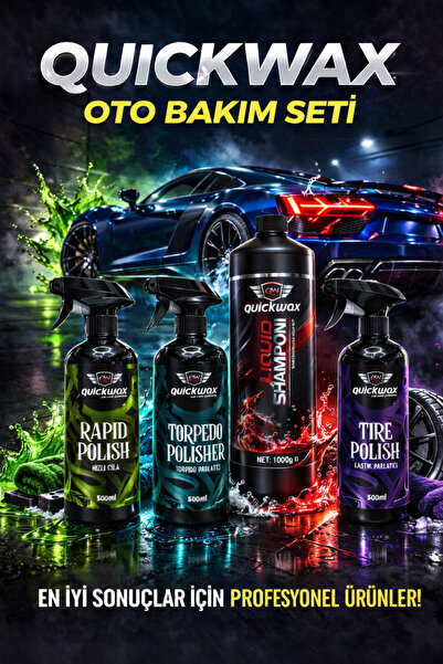 quickwax OTO BAKIM SETİ ULTRA PARLAKLIK HIZLI CİLA+TORPİDO PARLATICI+LASTİK P...