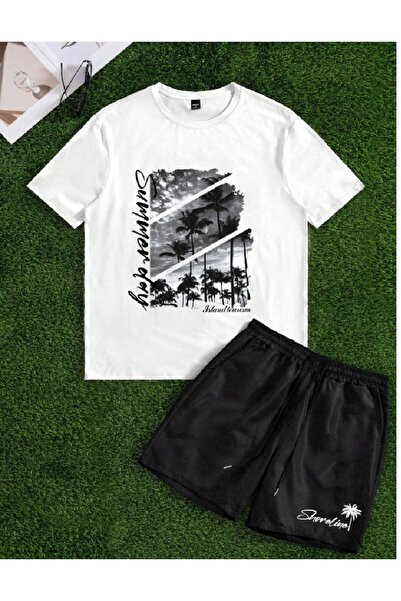 PENTHİLUS Men's Top-Bottom Set - Men's Oversized T-Shirt and Shorts Set - Men...
