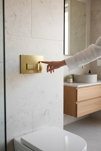 İSAOĞLU YAPI Mat Gold Gömme Rezervuar Kumanda Paneli Mat Altın Ankastre Buton...