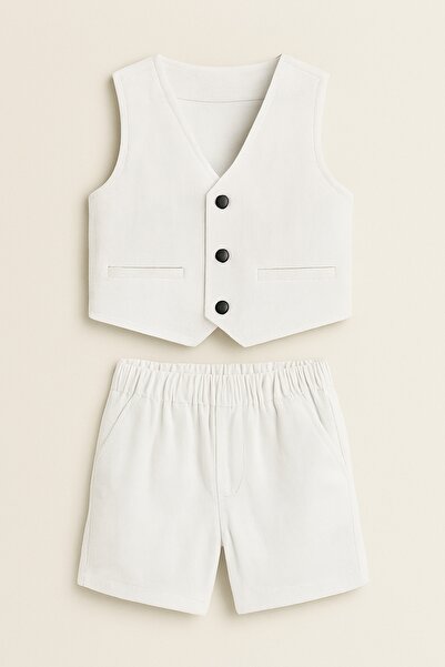 shop Set de vară țesut pentru băieți, 2 piese, combinație bluză și pantaloni