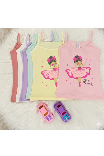 Şenay KIZ ÇOCUK İP ASKILI ATLET BASKILI 6 lı EKONOMİK PAKET