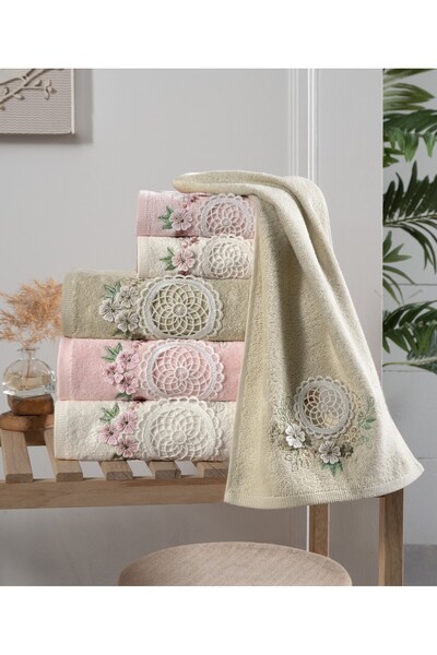 Arliva Home Bamboo Nile 3D Embroidered 70% Bamboo 30% Cotton 6-Piece 50X90 cm...