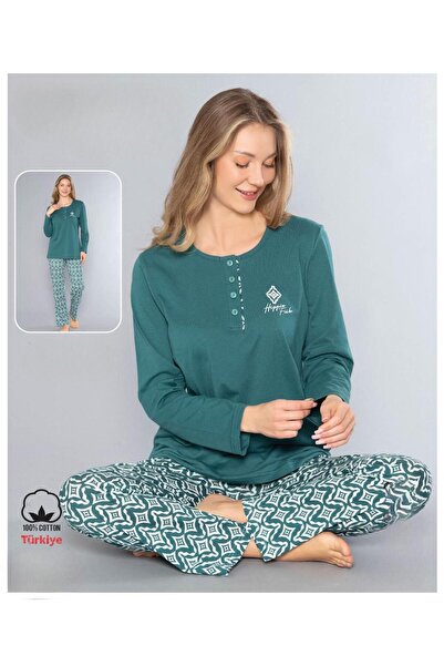 kapbirtane Melodi Women's Standard Fit 100% Cotton Buttoned Collar Long Sleev...