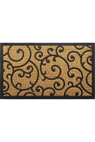 Luance Warm Welcome Arabesque Pattern Anti-Slip Rectangular Door Mat Brown an...