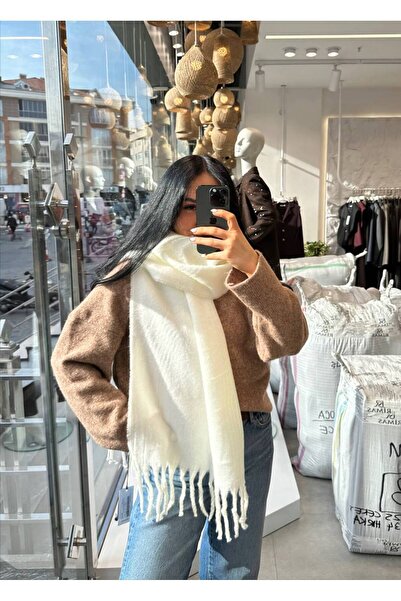 Beyaz Basic Yumoş Atkı