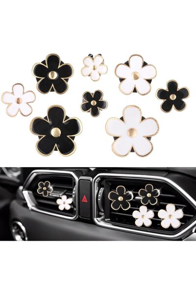 ELECDON 8 قطع من مشابك زهور لفتحات تهوية السيارة، مشابك معطر جو على شكل زهرة ...