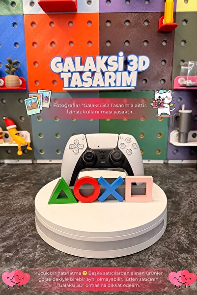 Galaksi 3D PlayStation DualSense Standı & PS5 İkonları Dekoratif Tasarım