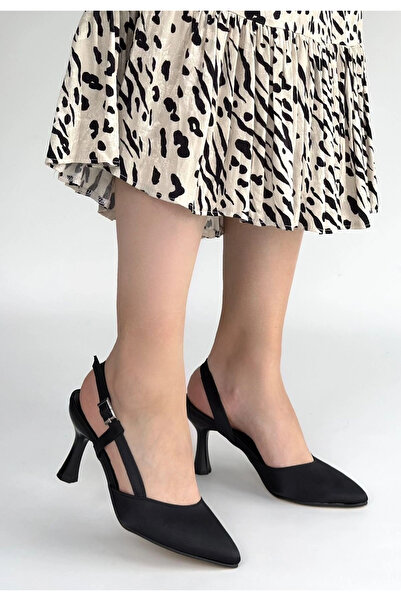 Alfanora Joga Black Skin Glitter Heeled Shoes