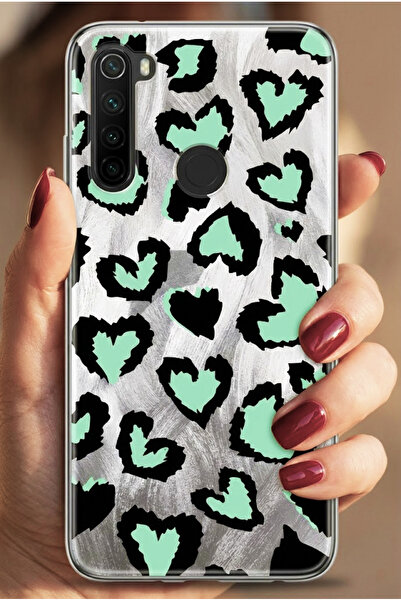 Molly Mint Heart Leopard Pattern Silicone Pc Case for Redmi Note 8