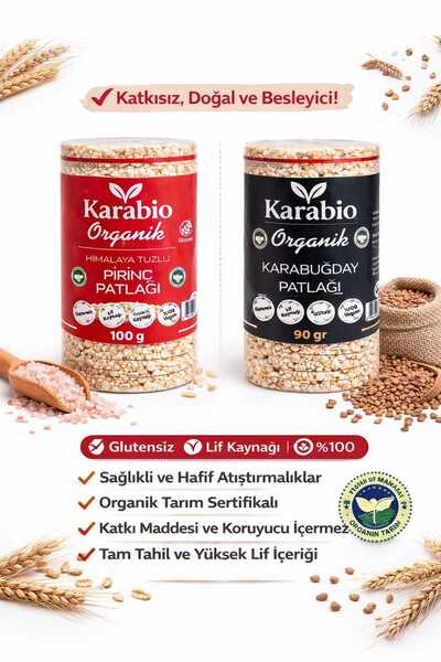 Organik Sertifikalı Karabuğday Patlağı 100gr - Himalaya Tuzlu Pirinç Patlağı 90 gr