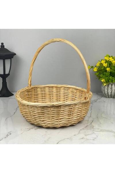 sallat almawasim Beige Woven Basket with Upper Handle