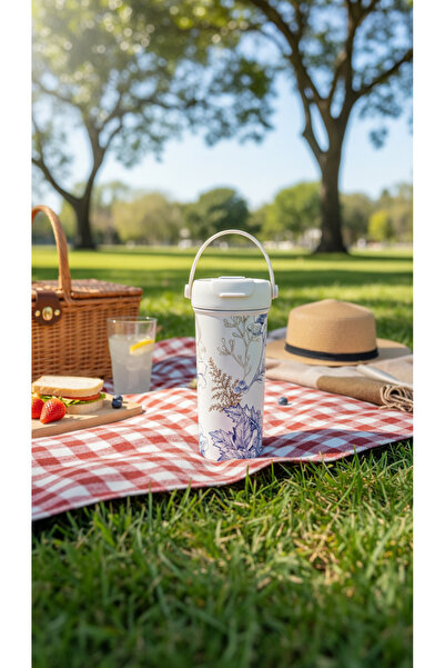 Generic A portable Thermal water bottle mug with a stylish botanical design, ...