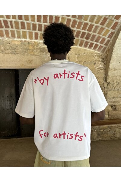 Vordevia تي شيرت أبيض كبير الحجم مطبوع عليه فنونات فنية للجنسين، تي شيرت يومي...