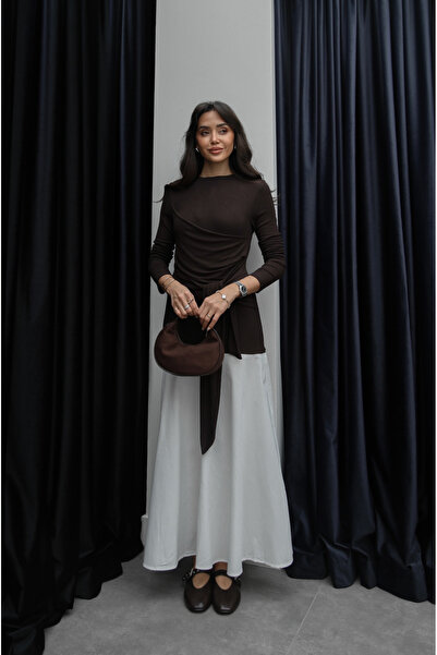 Havoş Brown Tie Detailed Dress