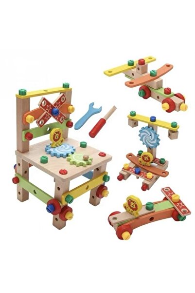 tinymaya Ahşap Montessori Yap-Boz Sandalye Oyuncak , STEAM Eğitici Oyuncak