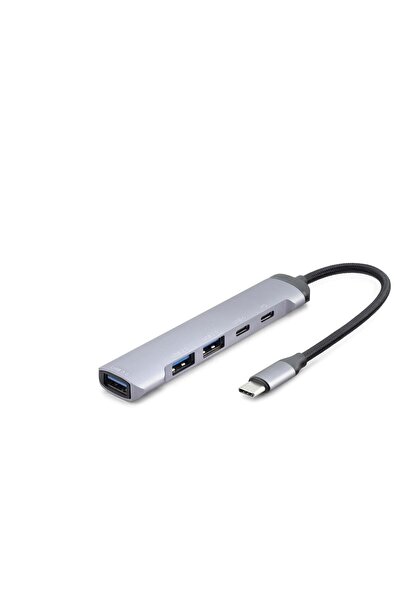 CT STONES Διανομέας Type-C 5xUSB Γκρι Hdx7041