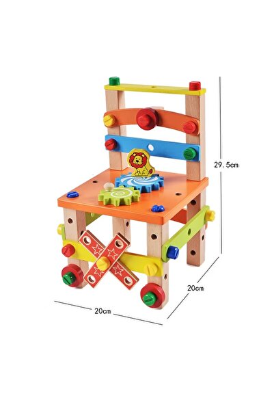 tinymaya Ahşap Montessori Yap-Boz Sandalye Oyuncak , STEAM Eğitici Oyuncak